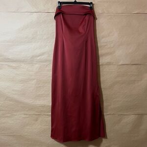 Anthropologie | NWT Strapless Cowl Back Midi Dress Satin Red Rust Size M